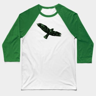 Flying Abstract Black Crow Green Accents Baseball T-Shirt